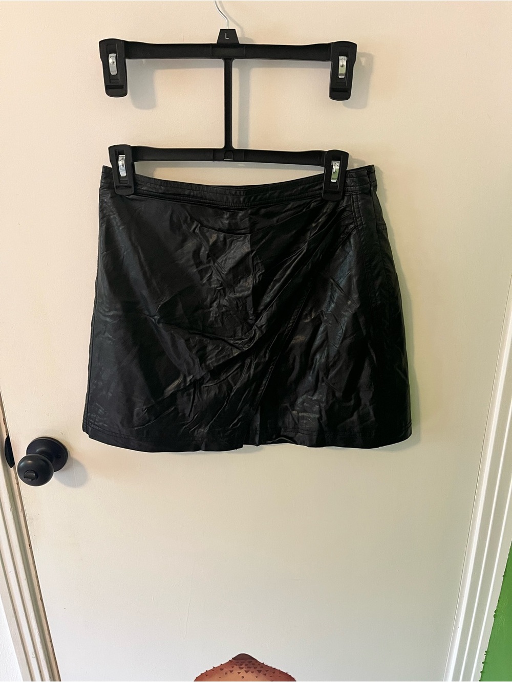 Free People Black Vegan Leather Mini Skirt